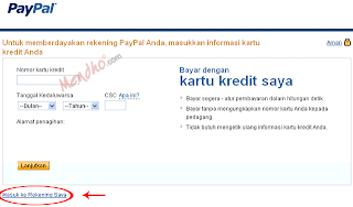 Halaman pengisian informasi kartu kredit Halaman pengisian informasi kartu kredit - Image by MeNDHo.com