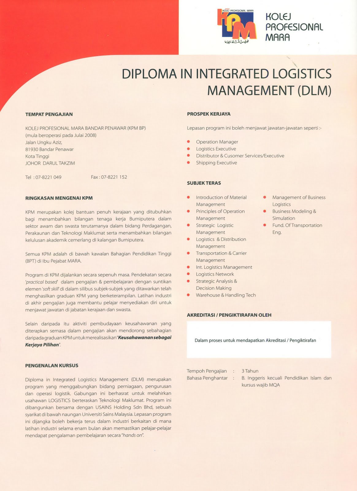 Diploma in integrated logistics management