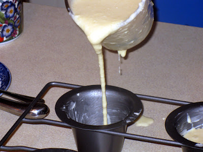 Pour batter into molds