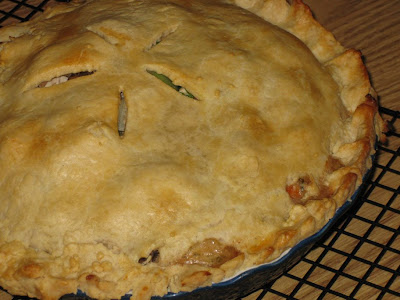 Pot pie cooling on rack
