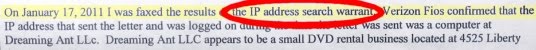 Pittsburgh FOP search warrant, mentioning IP address search warrant