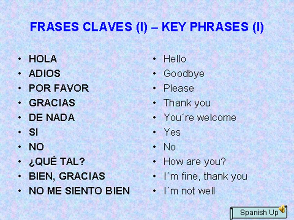 Spanish Up FRASES CLAVE EN ESPAÑOL (I)