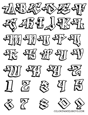 Graffiti Alfabeto Black and White | Graffiti Alphabet Letters Sketches