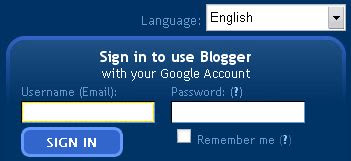 Google Blogger sign in page Google Blogger sign in page