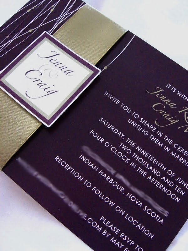  wedding invitation by incorporating a ribbon and square monogram to 