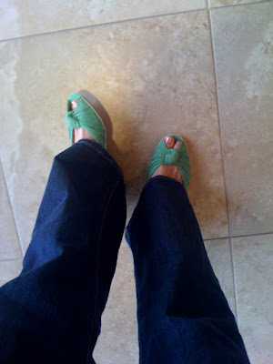 green wedges @ Brittany's Cleverly Titled Blog