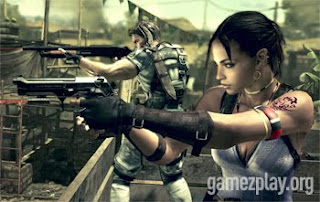 resident evil 5 chris redford and Sheva Alomar shooting with laser guided pistols