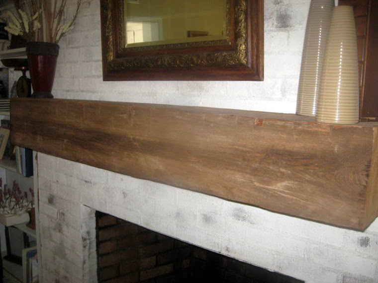 Hand hewn beam used for mantle
