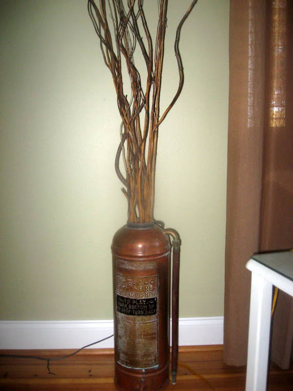 old copper fire extinguisher used as planter