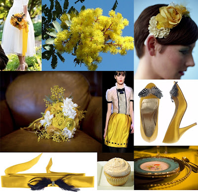 The yellow mimosa flower makes The yellow mimosa flower makes