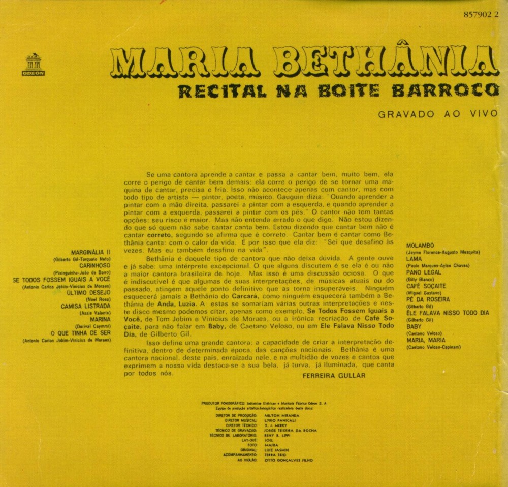 Maria Bethania - Recital na Boite Barroco Maria Bethania - Recital na Boite Barroco