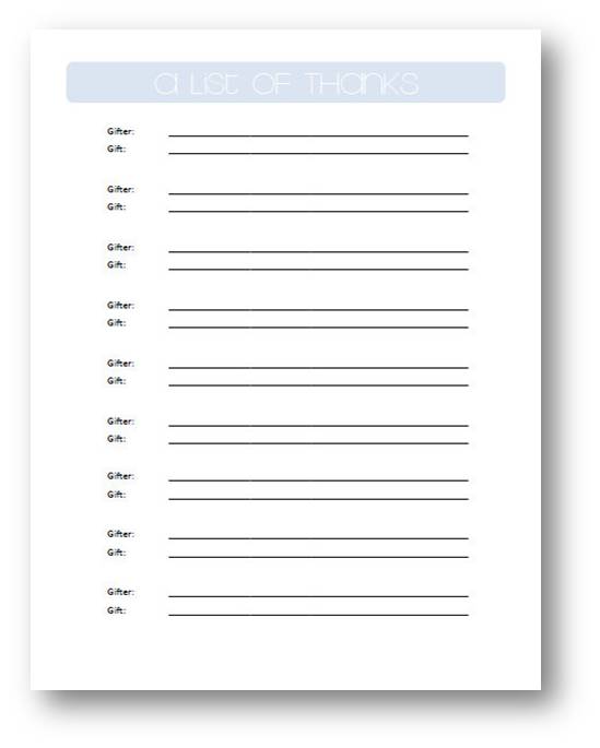 free printable baby shower gift list template . free online printable ...