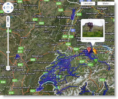 Ein Screenshot zeigt eine Google Maps Karte von der Schweiz