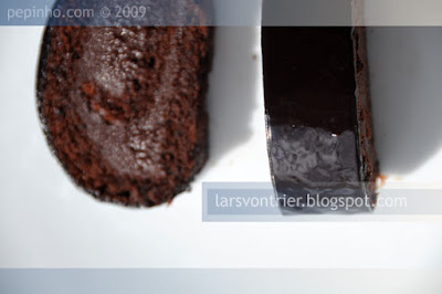 tronco de chocolate, frambuesa y vinagre balsámico