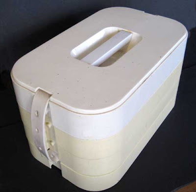 White rounded corner object that looks like a bread box