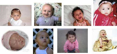 Photos of eight babies or toddlers named Nevaeh found in Google images