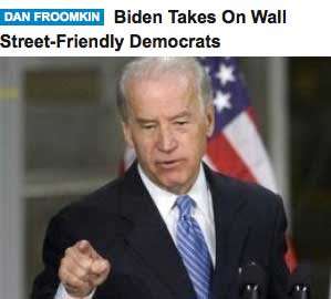 HuffPo headline reading Biden Takes On Wall Street-Friendly Democrats, but the line break is between Wall and Street