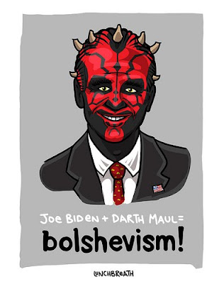 Joe Biden as the Darth Maul with Bolshevism label beneath