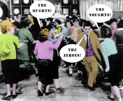 American Bandstand teens dancing with word balloons The Noughts! The Oughts! The Zeroes!