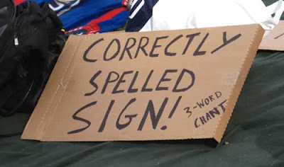 Correctly spelled sign, marker on corrugated cardboard