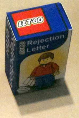 Lego man receiving a rejection letter