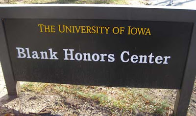 The Blank Honors Center sign at the University of Iowa