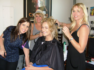 Ashlan Gorse has her hair styled by Edwards' team