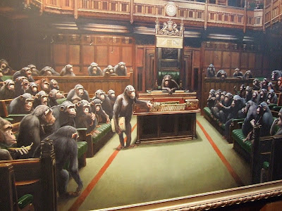 banksy chimp parliament bristol