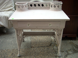 Uhuru Furniture Collectibles 1930s Small White Wicker Desk