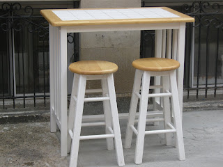 Uhuru Furniture Collectibles Tile Top Bar Table 2 Stools Sold