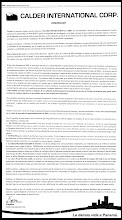 COMUNICADO PAGADO POR CALDER INT. CORP Y PUBLICADO EN MEDIOS IMPRESOS EL 12 DE SEPTIEMBRE DE 2008