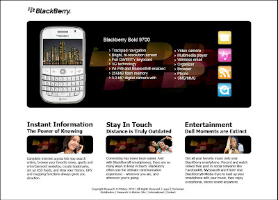 RIM Blackberry Bold 9700 GUI PSD Mockup