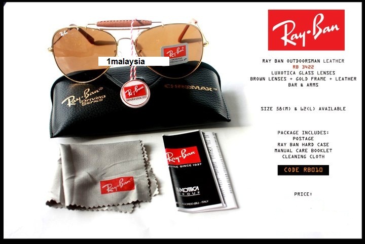 RAY BAN OUTDOORSMAN LEATHER SIZE 58 & 62 RB 3422 LEATHER BAR & ARMS