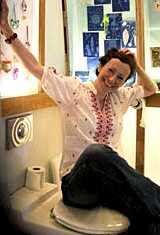 Elaine Duigenan posing in the Pod (2007)