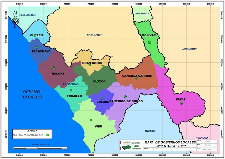 CARTOGRAFIA DIGITAL DE PERU 1/100000 MAPA DEL DEPARTAMENTO DE LA
