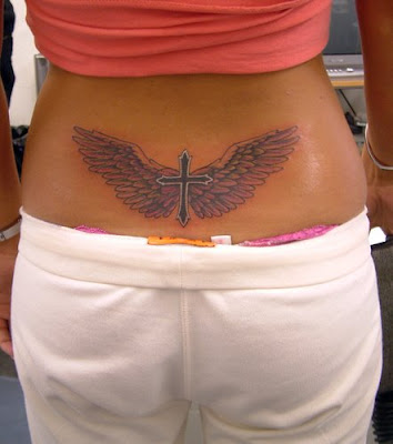 Wings And Cross Tattoo Style. funny tattoo