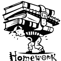 Source by Google A kid carrying a load of books with the word Homework across the bottom of the picture.