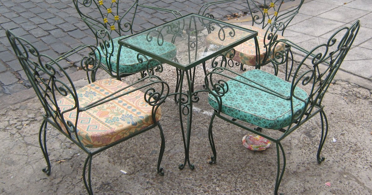 ANTIGUEDADES DEL PARQUE JUEGO DE JARDIN EN HIERRO FORJADO