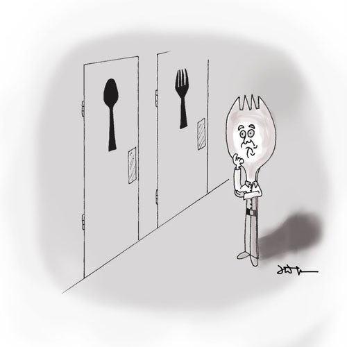 The Indecisive Spork In Your Face Illustration