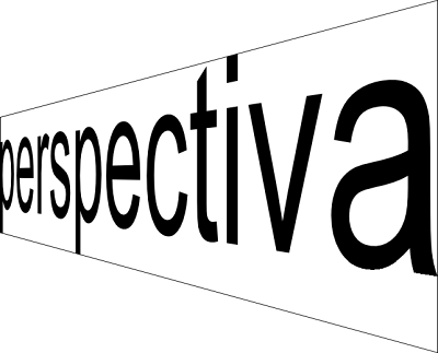 Texto convertido a trayecto y la perspectiva que deseo aplicar dibujada con la herramienta Bézier.