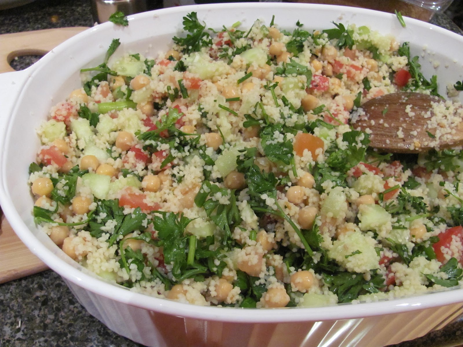 Cooking on the Run Cucumber,Tomato, and Chickpea Couscous Salad