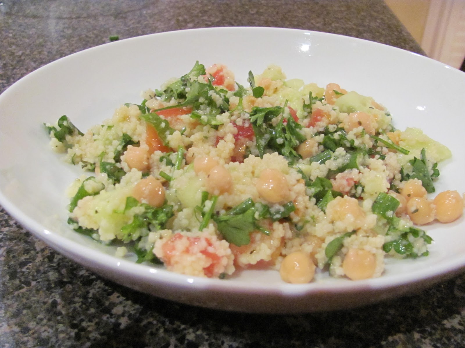 Cooking on the Run Cucumber,Tomato, and Chickpea Couscous Salad