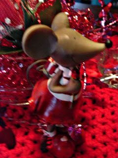 Ceramic Girl Mouse with Present in Back by her Tail