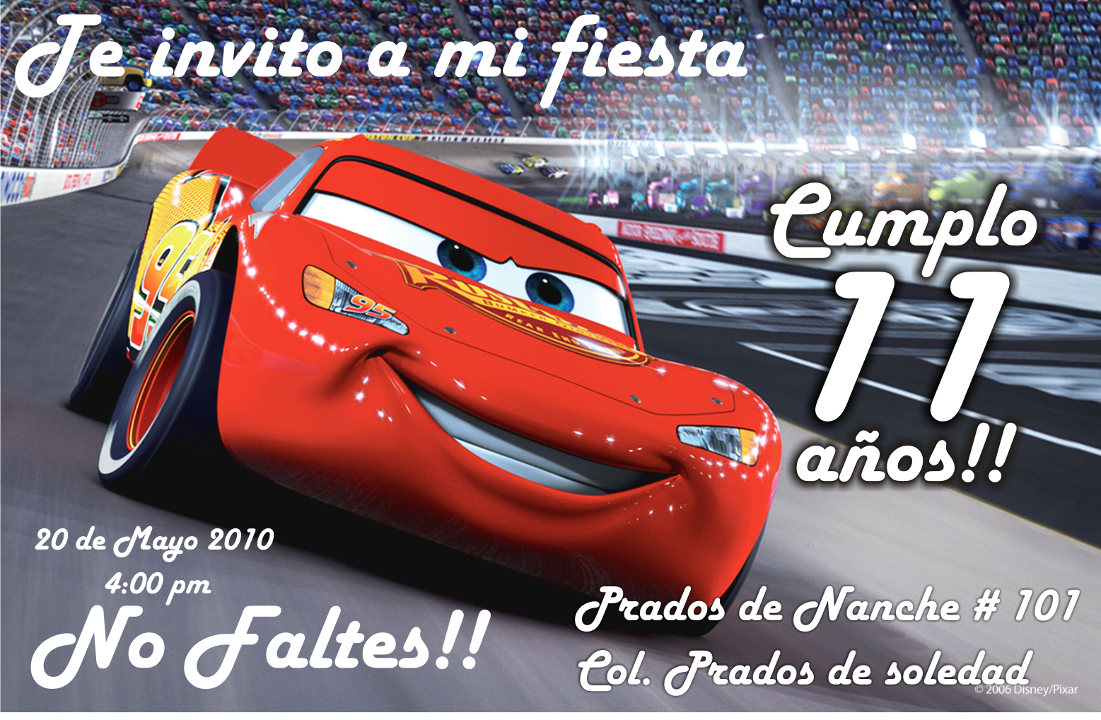 Invitaciones De Cumpleaños Tipo Ticketmaster De Cars - $ 56.00 en ...