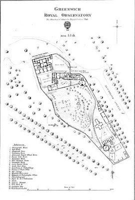 Lithograph plan of the Royal Observatory and Grounds, c.1890, including sketch of an alternative proposal for the New Physical Observatory in the south of the site. CUL RGO 7/50 copyright and reproduced with permission of the Syndics of Cambridge University Library.