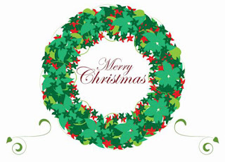 Green leaf wreath clip art for Merry Christmas letters in the center of wreath download free religious photos and Christian pictures