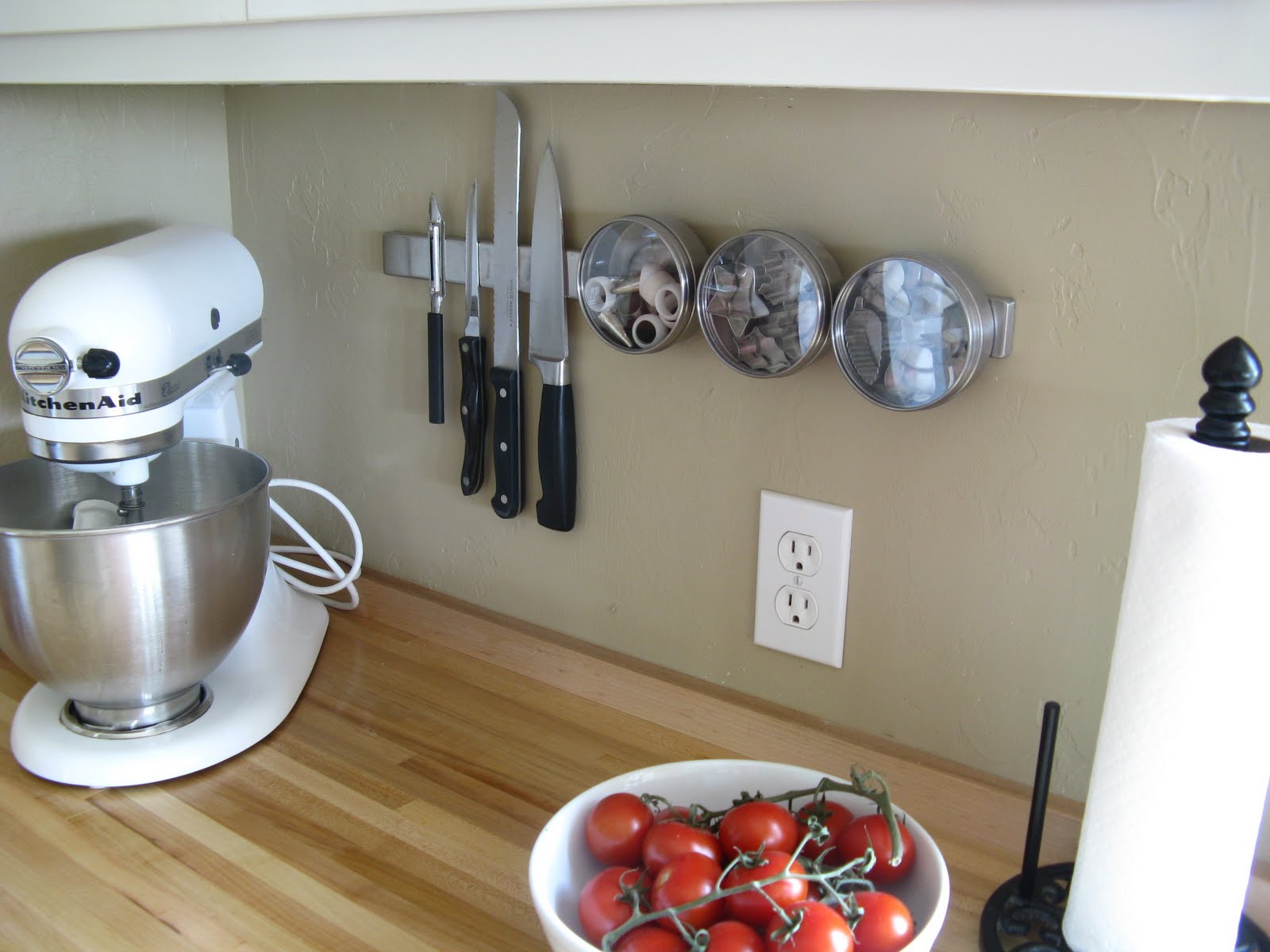 Shaker white kitchen cabinets IKEA Knife Storage Magnet