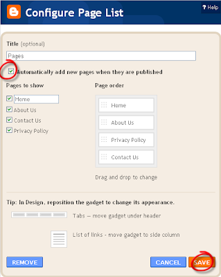Automatically add new pages when they are published