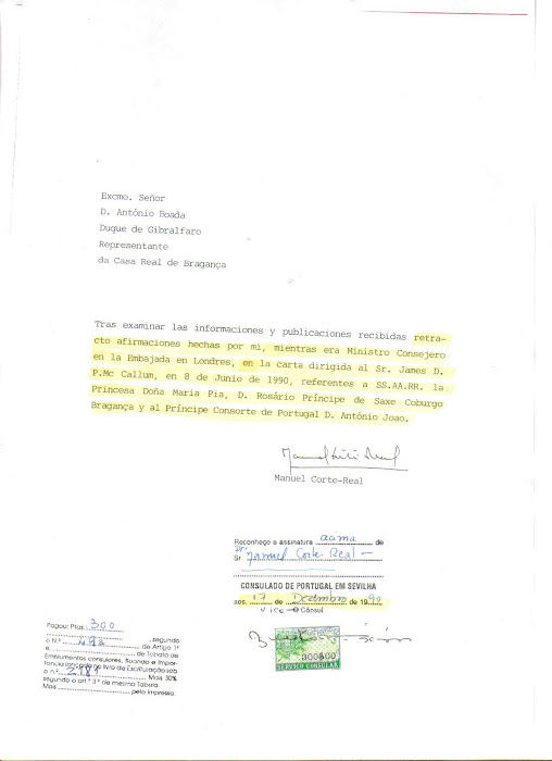 RITRATTAZIONE DELLE DIFFAMAZIONI DA PARTE DI MANUEL CORTE REAL.