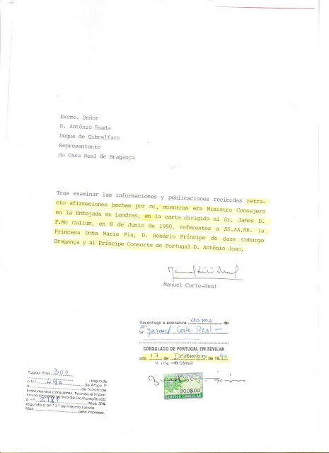 RITRATTAZIONE DELLE DIFFAMAZIONI DA PARTE DI MANUEL CORTE REAL.